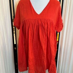 Listicle Red Relaxed Smocked Blouse